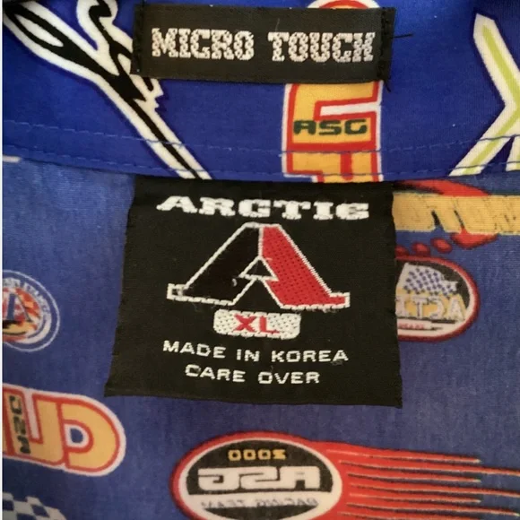 Racing Men’s Shirt Button Up Team Decals Micro Touch Arctic XL - Picture 6 of 9